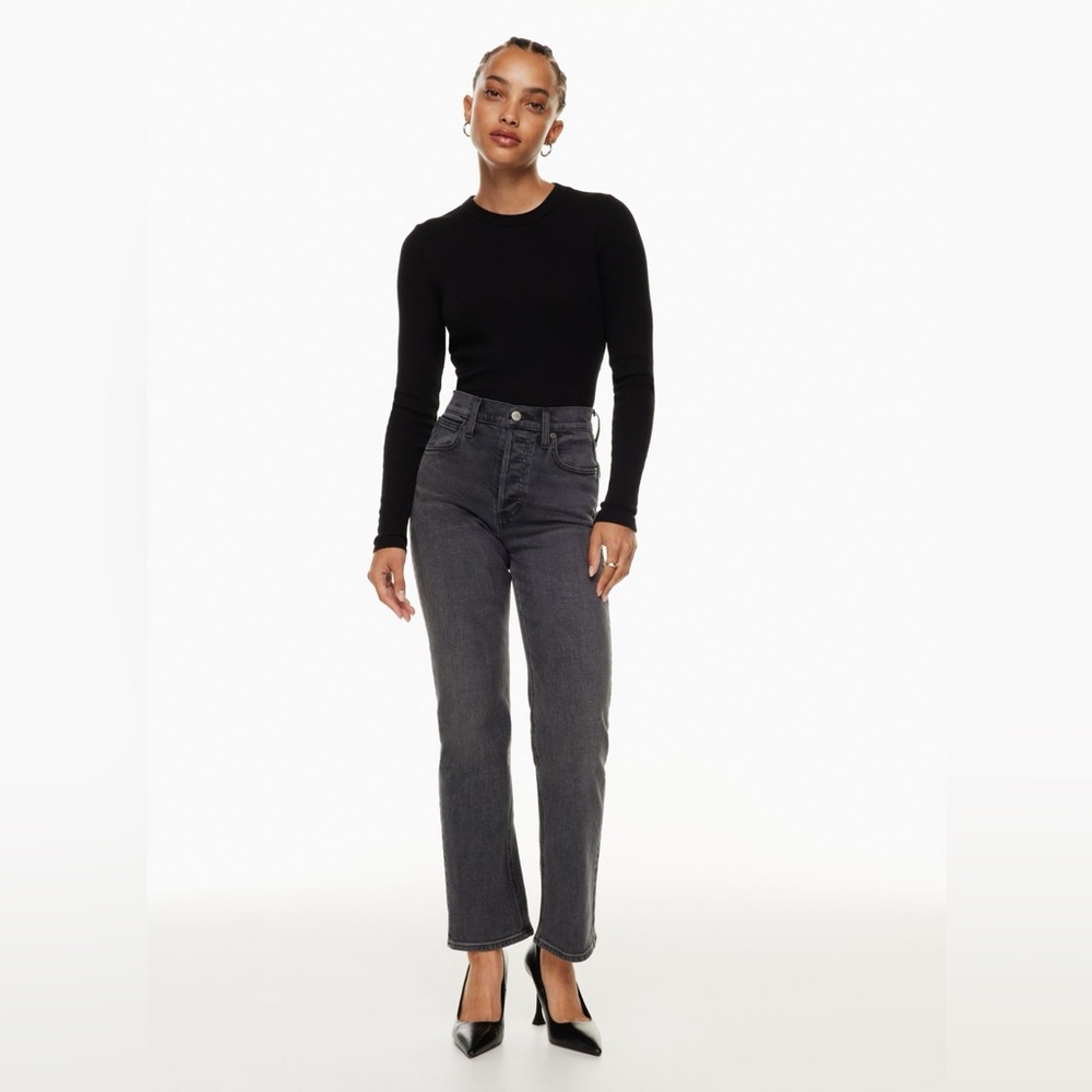 Aritzia Denim Forum The Arlo High Rise Straight Jean in Smoky Shadow, size 27